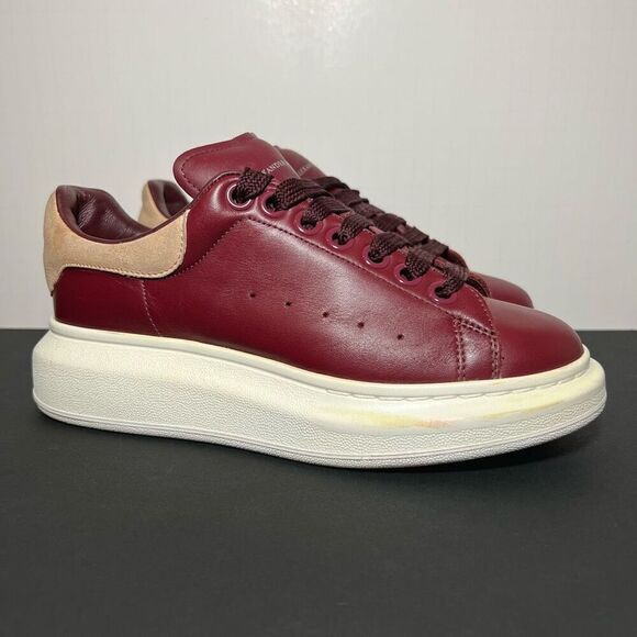 Womens ALEXANDER MCQUEEN Oversize Burgundy Red Leather Trainers / Size 6.5 - Picture 1 of 9